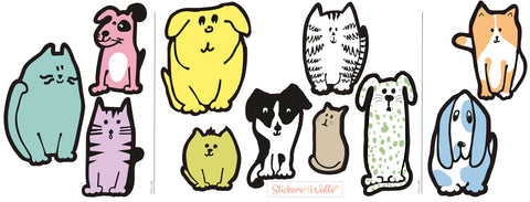 Fur Ever Friends Fabric Wall Stickers - Adorable Cat & Dog Themed Home Decor