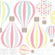 pastel hot air balloon wall stickers