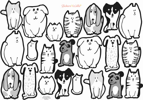 Fur Ever Friends Fabric Wall Stickers - Adorable Cat & Dog Themed Home Decor