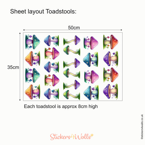 Colourful Toadstool Fabric Wall Stickers