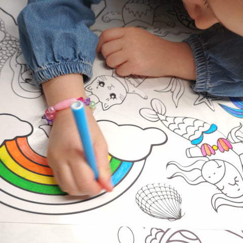 colouring in a fabric wall sticker mermaid style