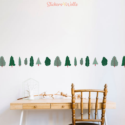 individual tree design wall stickers put on as a border