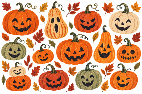 Halloween Pumpkin Wall Stickers – Repositionable Autumn Fabric Decals