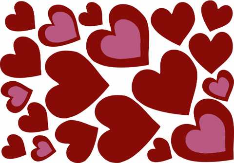 Coloured Heart Fabric Wall Stickers - Reusable