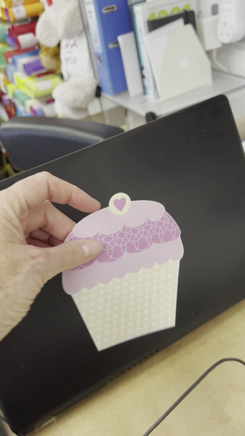 laptop sticker in shape of a cup cake