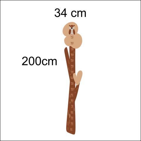 Woodland Themed Kids Height Chart Wall Sticker - Removable & Repositionable