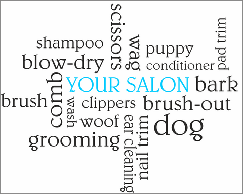 Dog Grooming Parlour Personalised, Branded Word Cloud Wall Sticker