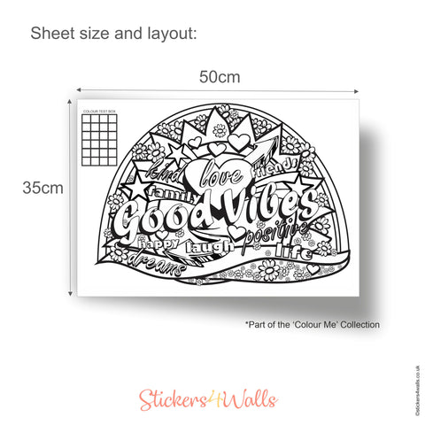 Colour Me Good Vibes Motif, Fabric Colouring Wall Sticker