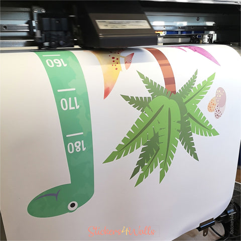 Green Dinosaur Height Chart Wall Sticker - Reusable