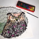 Owl Mindful Colouring Fabric Wall Stickerl, Reusable