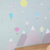 Reusable Mountain And Hot Air Balloon Fabric Wall Stickers, Large Mountain And Balloon Room  Decals,For Nursery, Bedroom, Playroom
