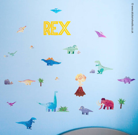 Reusable Dinosaur And Mammoth Fabric Wall Stickers, Monster Decals Wall Art