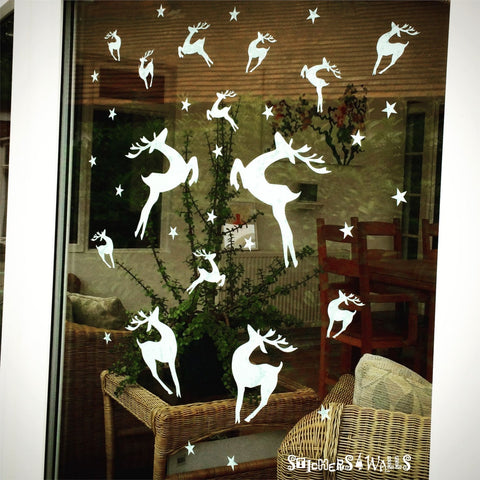 Reusable Christmas Reindeer Window Stickers, Reindeer Window Cling Window Decorations,