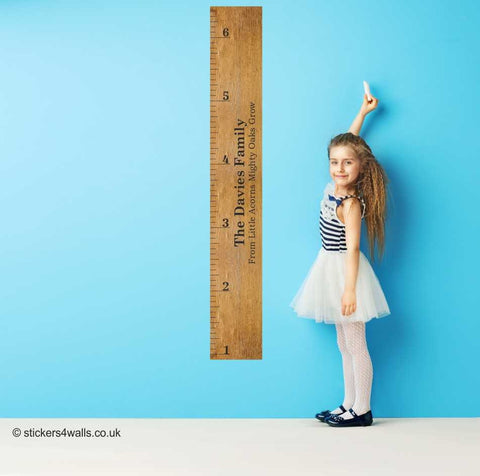 Reusable Personalised Ruler Height Chart Wall Sticker, Fabric Family Height Measure Decal