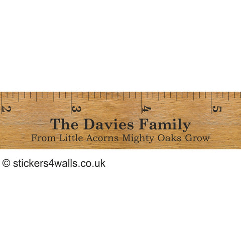 Reusable Personalised Ruler Height Chart Wall Sticker, Fabric Family Height Measure Decal