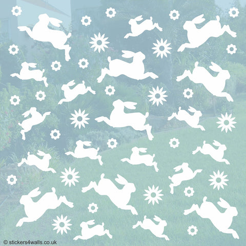 Reusable Hares Window Stickers, Window Cling Decoration,