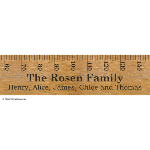 Reusable Personalised Ruler Height Chart Wall Sticker, Fabric Family Height Measure Decal