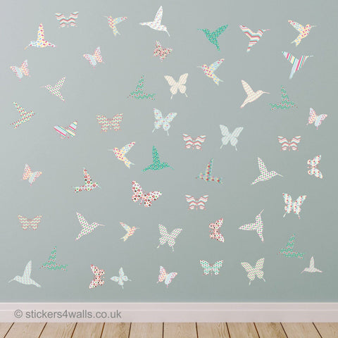 Hummingbird wall stickers, bird wall stickers, butterfly wall stickers, hummingbird decals, butterfly decals, girls wall stickers
