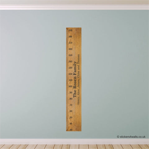 Reusable Personalised Ruler Height Chart Wall Sticker, Fabric Family Height Measure Decal
