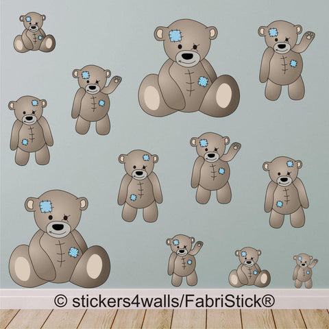 Reusable Teddy Bear Fabric Wall Stickers, Bear Nursery Wall Art Decals