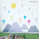 Reusable Mountain And Hot Air Balloon Fabric Wall Stickers, Large Mountain And Balloon Room  Decals,For Nursery, Bedroom, Playroom