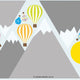 Reusable Mountain And Hot Air Balloon Fabric Wall Stickers, Large Mountain And Balloon Room  Decals,For Nursery, Bedroom, Playroom