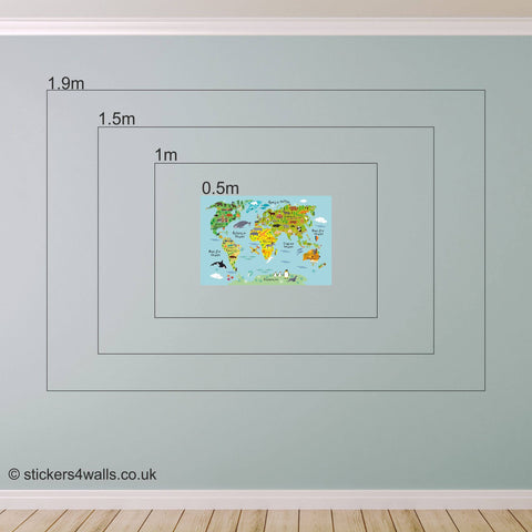 Reusable Fabric World Map Wall Sticker for Kids, Map of the World Kids Wall Art, World Map Wall Decal for Kids