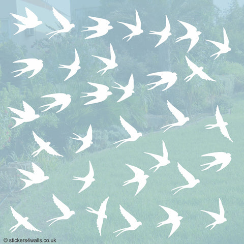 Reusable Swallow Window Stickers, White Bird Window Cling Decals