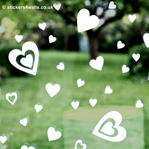 Reusable Valentines Heart Shaped Window Stickers, White or Red Heart Wedding Window Cling, Pack Of 118 Hearts Decals