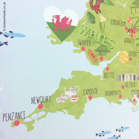 Reusable British Map Wall Sticker, UK Map Fabric Wall Graphic, England Ireland Scotland Wales Wall Art