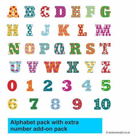 Reusable Traditional Fabric Alphabet Wall Stickers,  Alphabet & Number Wall Decals For Kids