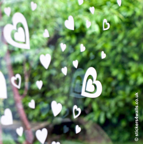 Reusable Valentines Heart Shaped Window Stickers, White or Red Heart Wedding Window Cling, Pack Of 118 Hearts Decals