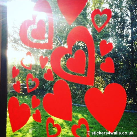 Reusable Valentines Heart Shaped Window Stickers, White or Red Heart Wedding Window Cling, Pack Of 118 Hearts Decals