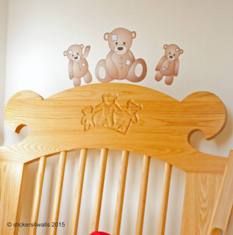 Reusable Teddy Bear Fabric Wall Stickers, Bear Nursery Wall Art Decals