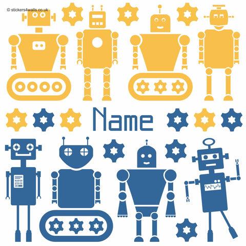 Robot Wall Sticker, Wall Sticker for boys rooms, Personalised Robot Wall Decal, Robot Theme Room Ideas, boy nursery wall stickers