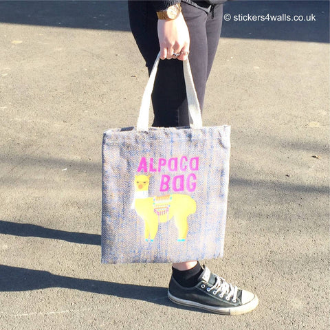 Jute shopping bag, Alpaca Bag, Blue reusable shopper, trendy reusable shopping bag, High quality jute bag, Strong reusable bag, Fabric Bag