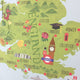 Reusable British Map Wall Sticker, UK Map Fabric Wall Graphic, England Ireland Scotland Wales Wall Art