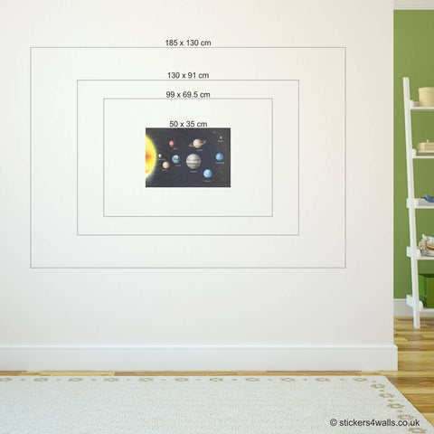 Reusable Fabric Space Wall Sticker, Solar System Decal Wall Art, Planets Wall Sticker