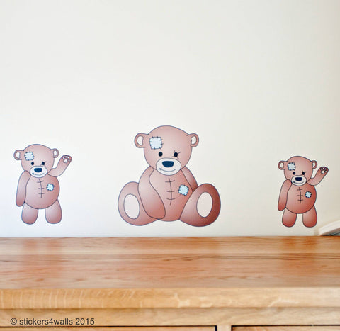 Reusable Teddy Bear Fabric Wall Stickers, Bear Nursery Wall Art Decals