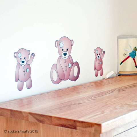 Reusable Teddy Bear Fabric Wall Stickers, Bear Nursery Wall Art Decals