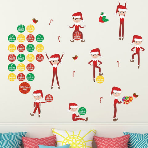 Christmas Elves Wall Sticker, Reusable Christmas Decorations for Kids,