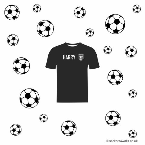Reusable Personalised Football Wall Sticker, Soccer Shirt And Footballs Decals