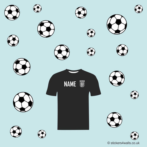 Reusable Personalised Football Wall Sticker, Soccer Shirt And Footballs Decals