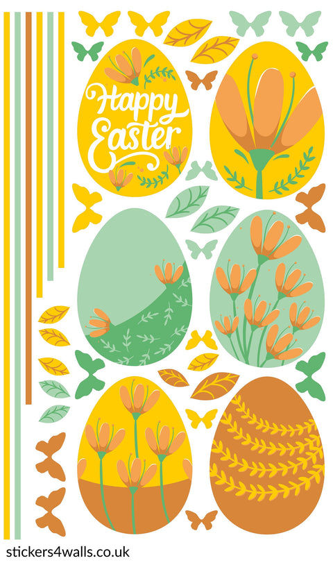 Reusable Easter Eggs Wall Stickers, Yellow & Green Easter Decals