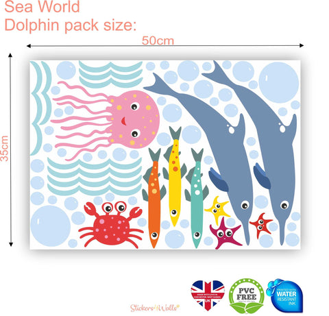 Reusable Fabric Sea World Height Chart Wall Sticker, Kids Wall Art Decal Measuring Height Chart