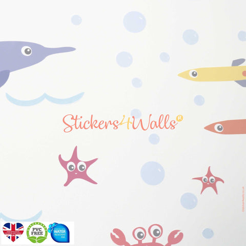 Reusable Fabric Sea World Height Chart Wall Sticker, Kids Wall Art Decal Measuring Height Chart