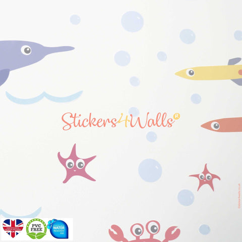 Reusable Fabric Dolphin Wall Stickers, Sea World Wall Decal Extension Pack