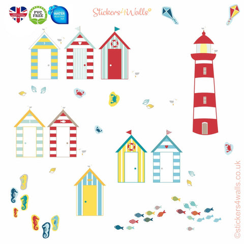 Reusable Beach Hut Window Decorations, Window Static Cling Decals