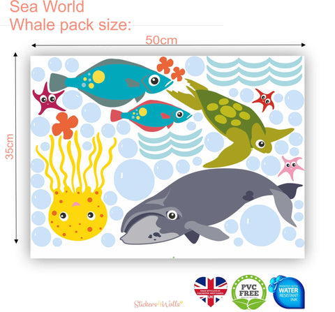 Whale Marine Theme Wall Stickers - Reusable Fabric Decoration