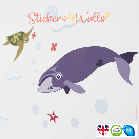 Reusable Whale Fabric Wall Stickers, Sea World Collection For Kids